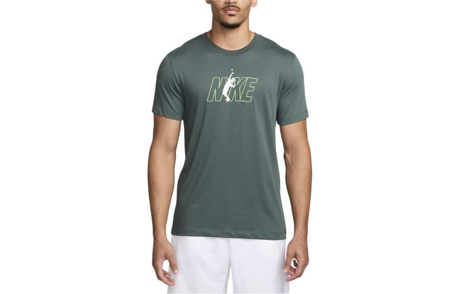 Nike Nike T Shirts Men's Dark Green Crew Neck Moderate Straight Fit