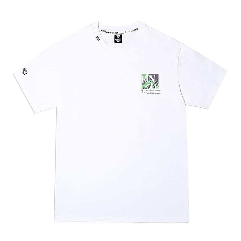 CORALIAN T Shirts Unisex White Crew Neck Moderate Straight Fit