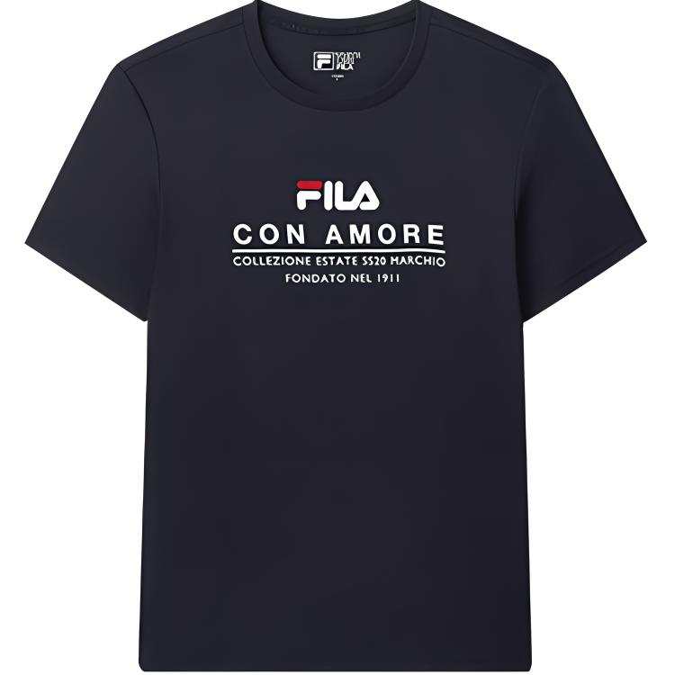 FILA T Shirts Men's Legend Blue Crew Neck Moderate