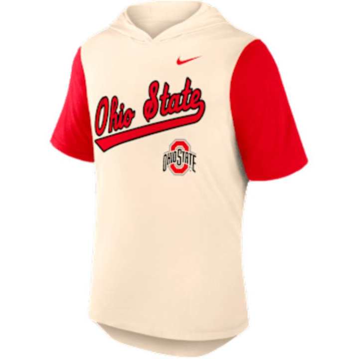 Nike Nike Ohio State Buckeyes Baseball Script Men's Nike Dri FIT College Hooded T Shirt