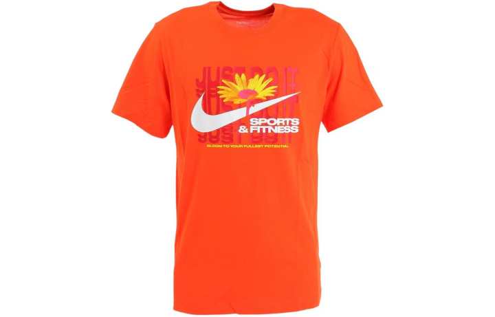 Nike Nike T Shirts Men's Orange Crew Neck Moderate Straight Fit