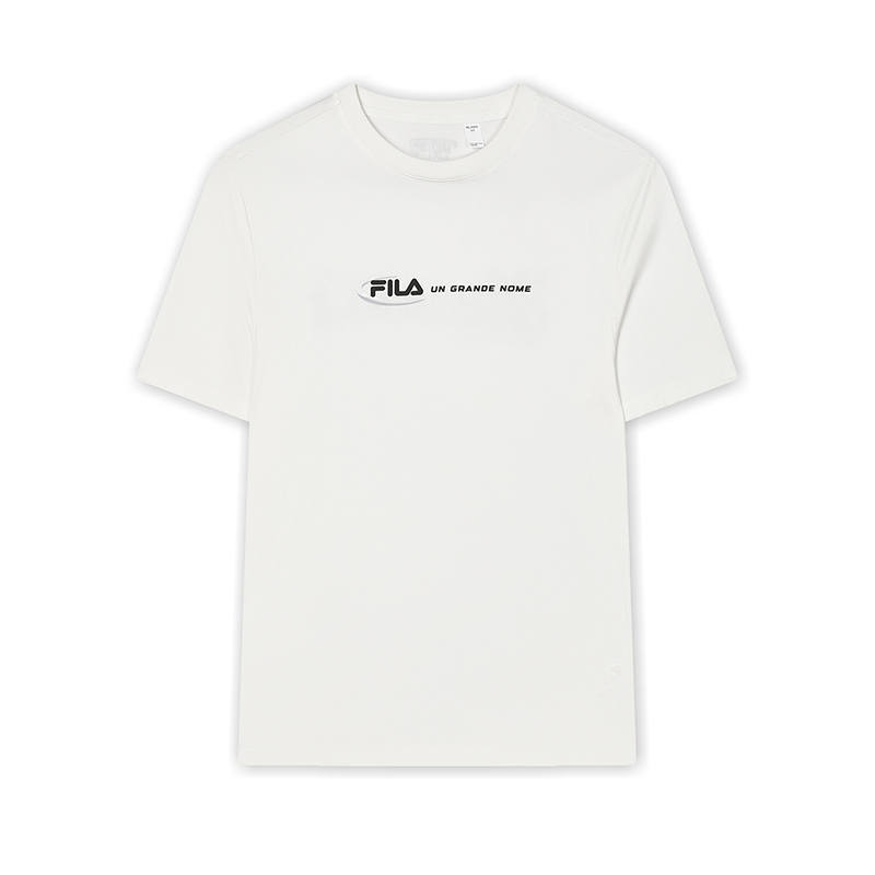 FILA T Shirts Men's White Crew Neck Thin Straight Fit
