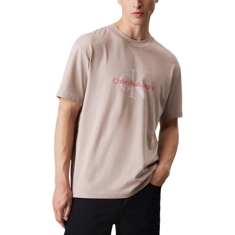 CALVIN KLEIN T Shirt Europe Version Men's Gray Pink