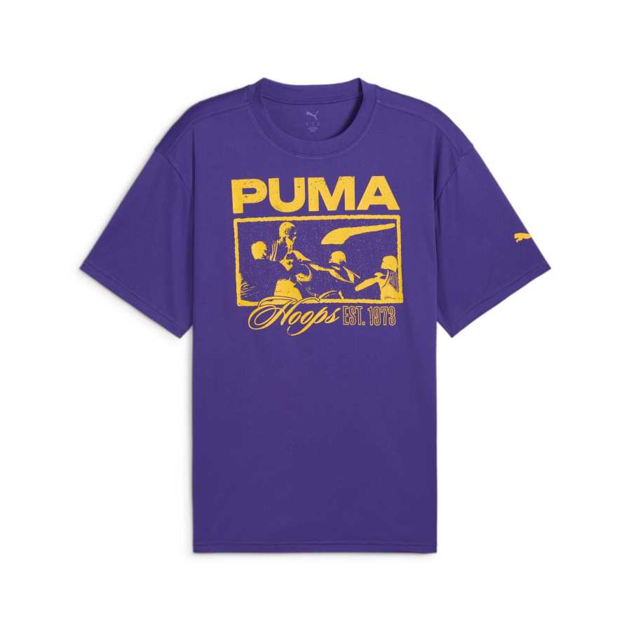 PUMA T Shirts Men's Purple Crew Neck Moderate