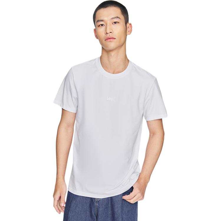 Lee Lee T Shirts Men's White Crew Neck Thin