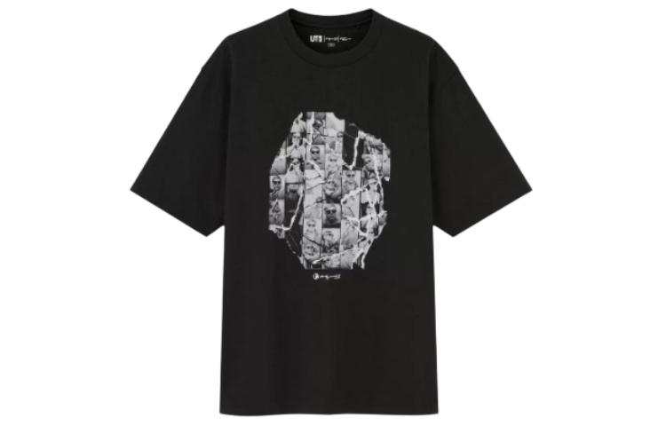 UNIQLO T Shirts Unisex 09 Black Crew Neck Moderate