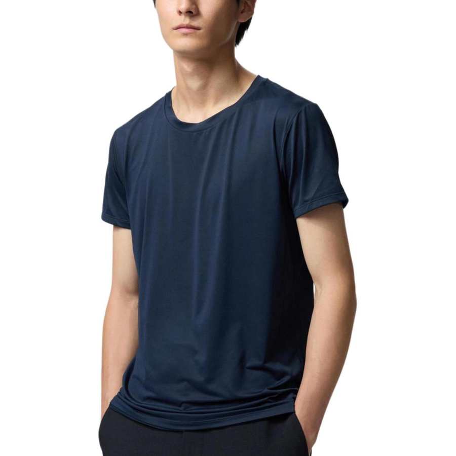 UNIQLO T Shirts Men's Navy Blue Crew Neck Moderate