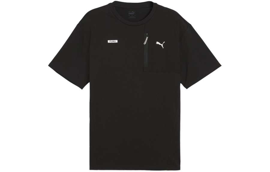 PUMA T Shirts Men's Black Crew Neck Moderate Straight Fit