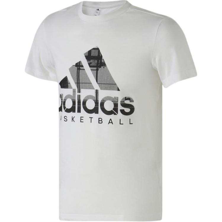 Adidas Adidas T Shirts Men's White Crew Neck Moderate Straight Fit