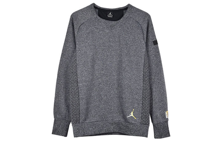Jordan Jordan JordanCNY Casual Sports Knitted Fabric Fleece Lined Long Sleeved Pullover Sweatshirt Men's Black Gray