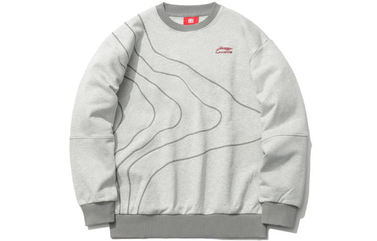 Li-Ning Li Ning Sweatshirts Men's Gray Crew Neck Moderate Regular