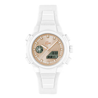 LACOSTE L33 Wrist Watches Quartz Movement Silicone Strap White Dial Women's Watch ['100', 301050]m Waterproof
