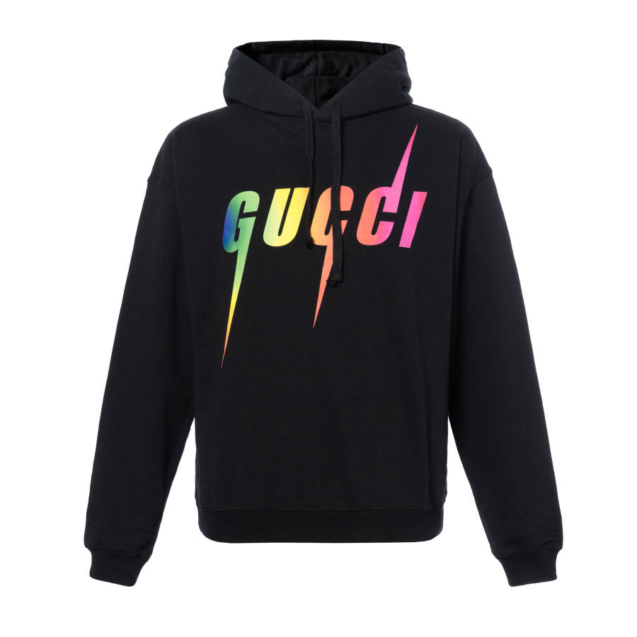 GUCCI Sweatshirts Men's Black Hooded Non Detachable Moderate