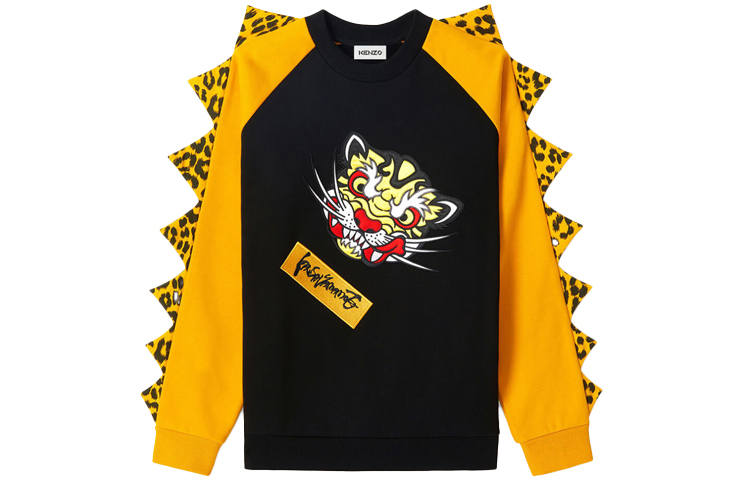 KENZO Sweatshirts Men's Black Crew Neck Moderate Regular