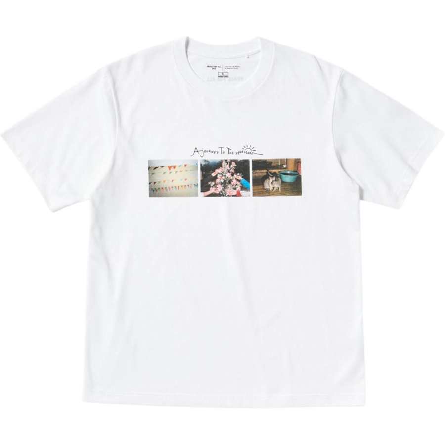 UNIQLO T Shirts Unisex White Crew Neck Moderate