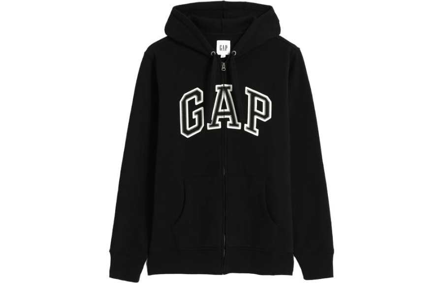 GAP Logo Letter Print Fleece Lined Hooded Pullover Sweatshirt Unisex