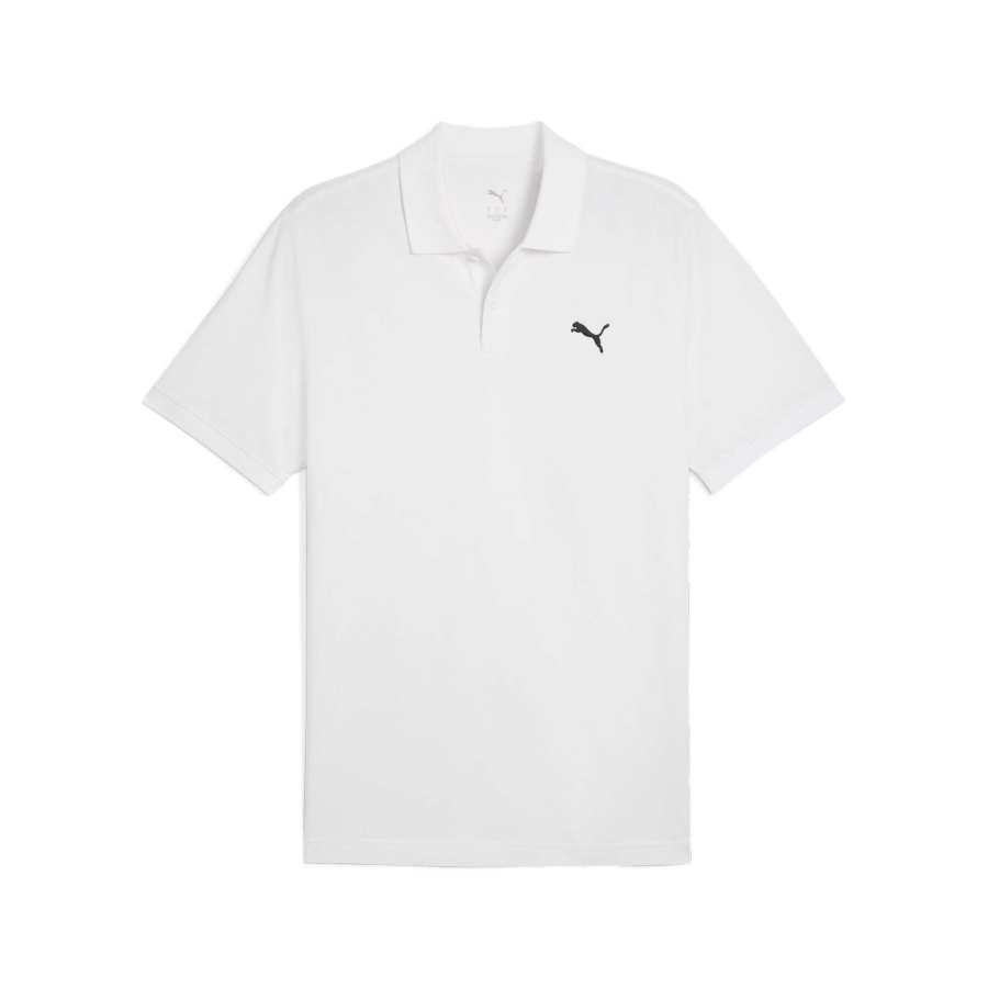 PUMA T Shirts Men's White Polo Collar Moderate Straight Fit