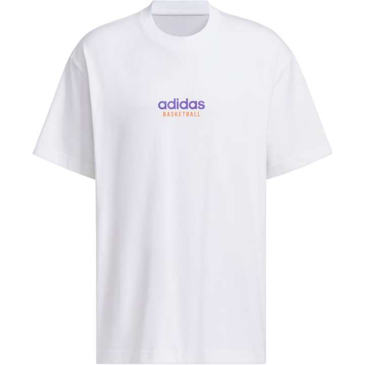 Adidas Adidas T Shirts Men's White Crew Neck Moderate Straight Fit