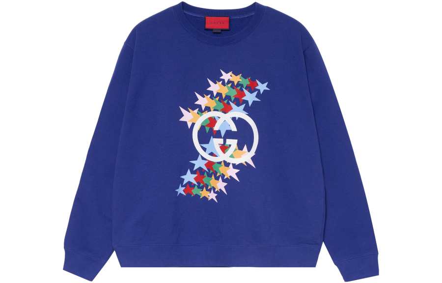 GUCCI Sweatshirts Men's Blue Crew Neck Moderate