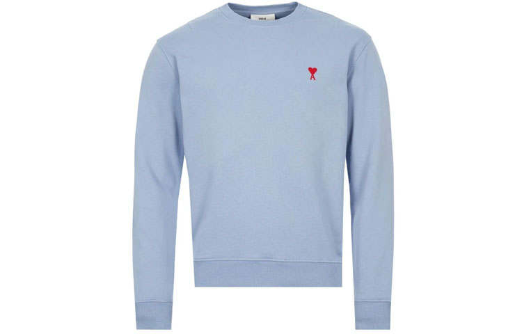 AMIPARIS Sweatshirts Men's Light Blue Crew Neck Moderate Heavyweight