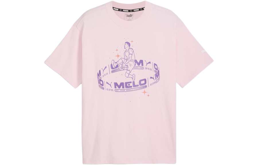 PUMA T Shirts Unisex Pink Crew Neck Moderate