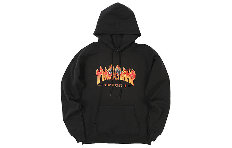 Thrasher Sweatshirts Unisex Black Hooded Thickened Heavyweight