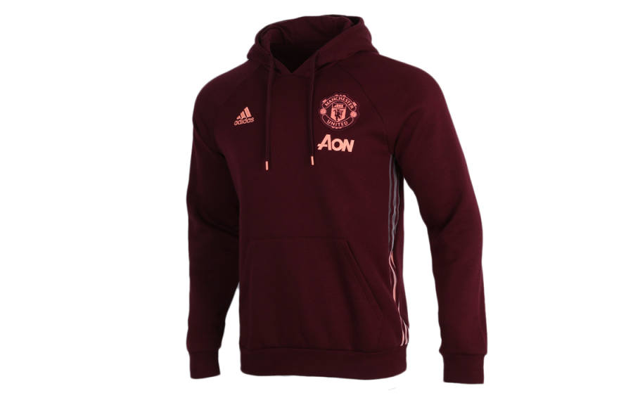 Adidas Adidas Manchester United Sweatshirts Men's Burgundy Hooded Moderate Regular
