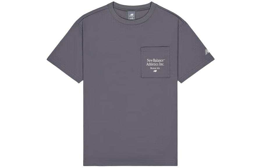 New Balance New Balance T Shirts Men's Gray Crew Neck Moderate Straight Fit