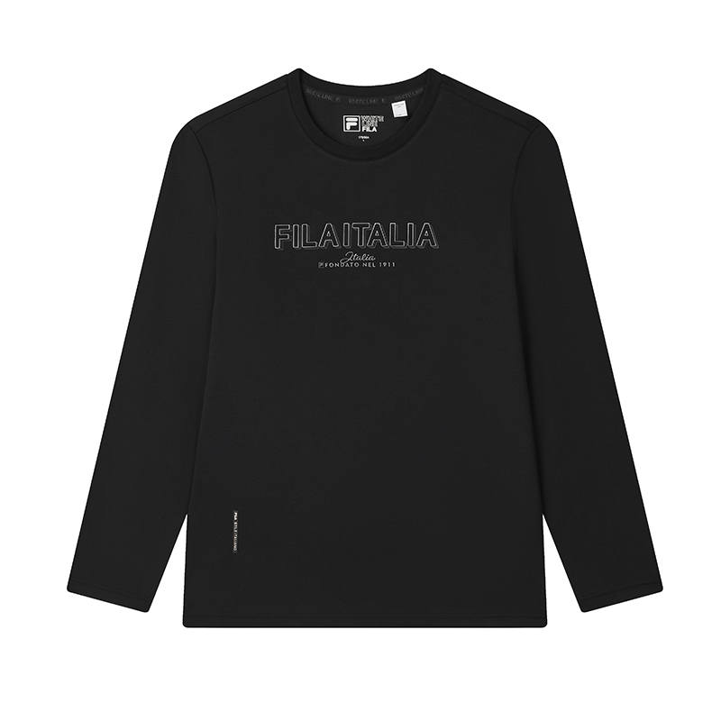 FILA T Shirts Men's Jet Black Crew Neck Moderate