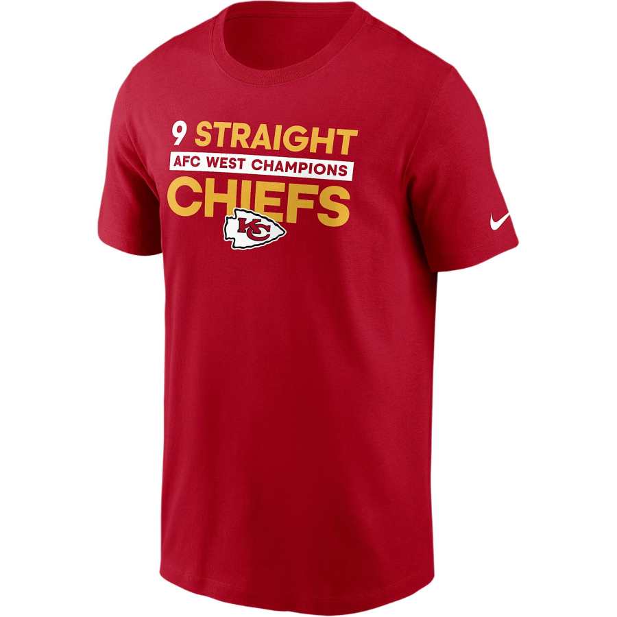 Nike Nike NFL FW24 Kansas City Chiefs 9 Straight AFC West Champions T Shirt Men's Red