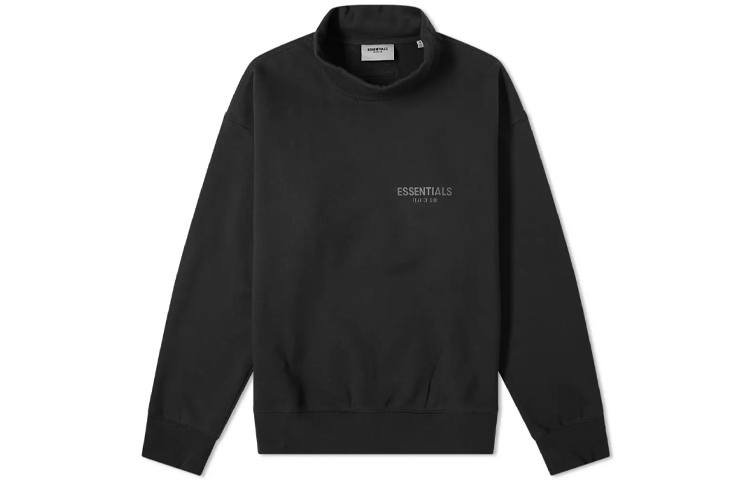 Fear Of God Essentials FW20 Mock Neck Sweat Black Letter Pattern Fleece Lined, Winter American Pullover Sweatshirt