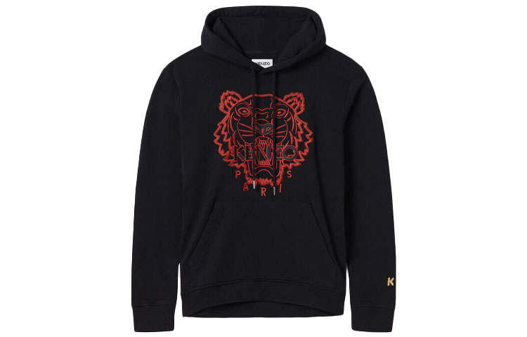 KENZO Sweatshirts Men's Black Hooded Moderate Regular