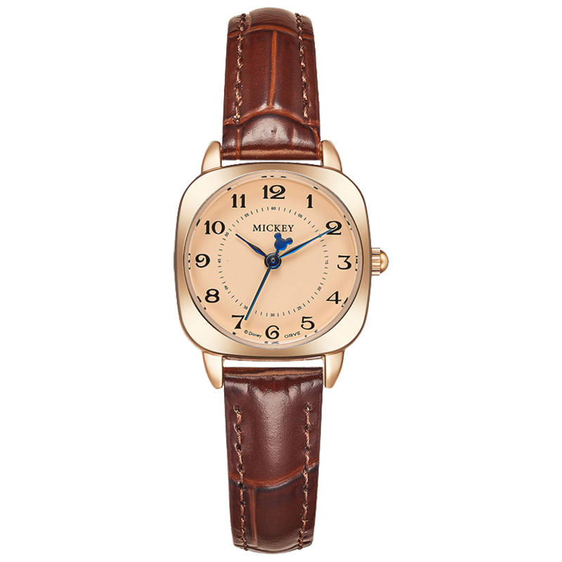 Disney Quartz Movement Leather Strap Watch Women's Watch Gold Dial