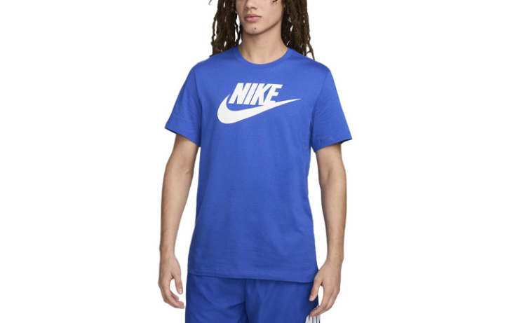 Nike Nike T Shirts Men's Blue Crew Neck Moderate Straight Fit