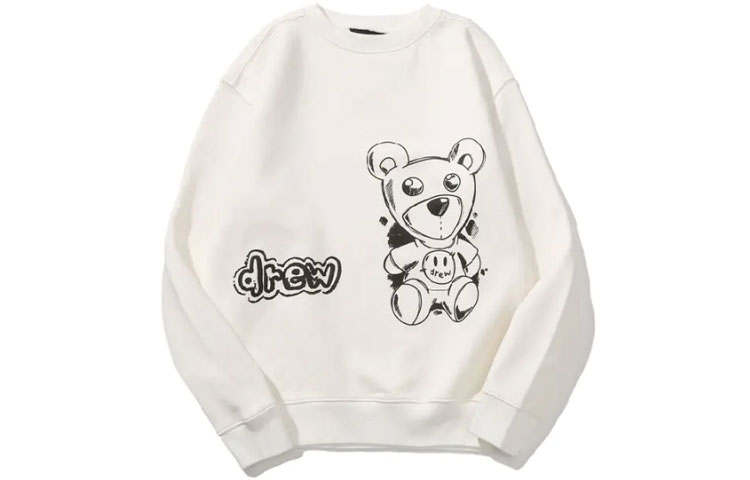Drew House SS21 Theordore Sketch Crewneck Illustration Cartoon Crew Neck Long Sleeved Fleece Lined Pullover Sweatshirt