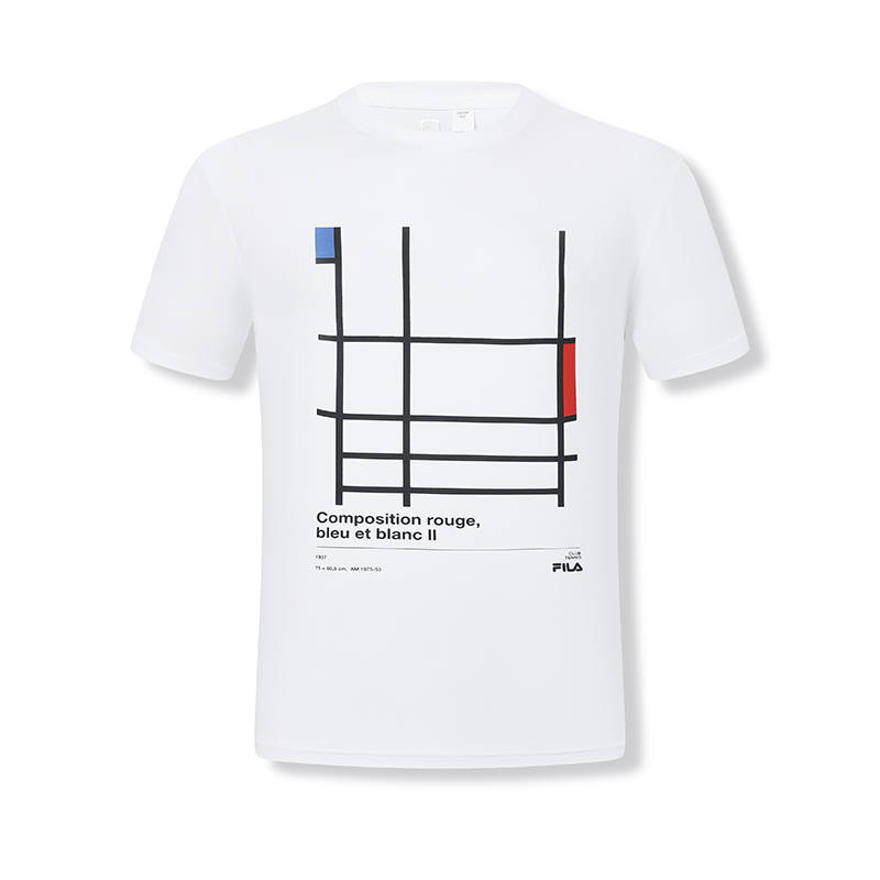 FILA T Shirts Men's White Crew Neck Thin Straight Fit