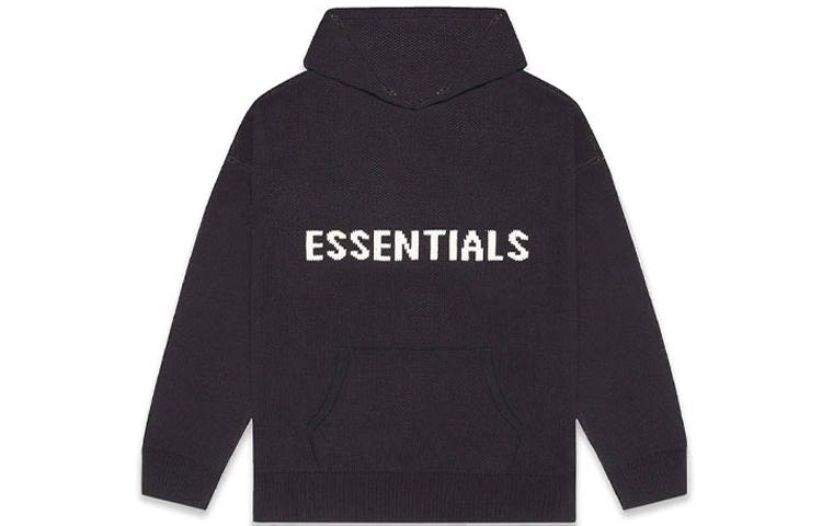 Fear Of God Essentials FW20 Nit Hoodie Black Letter Logo Knitted Fabric Hoodie Fleece Lined American Sweatshirt Unisex