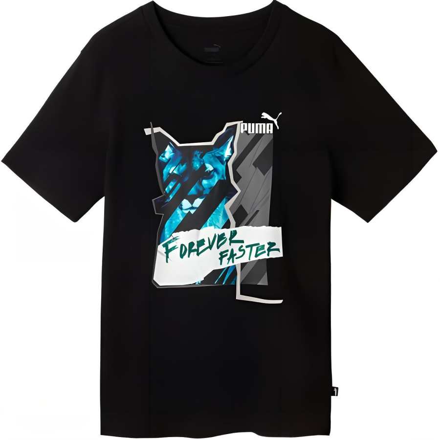 PUMA T Shirts Men's Black Crew Neck Moderate