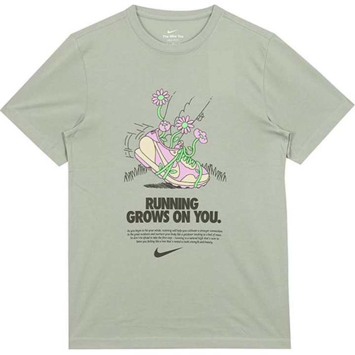 Nike Nike T Shirts Men's Green Crew Neck Moderate Straight Fit