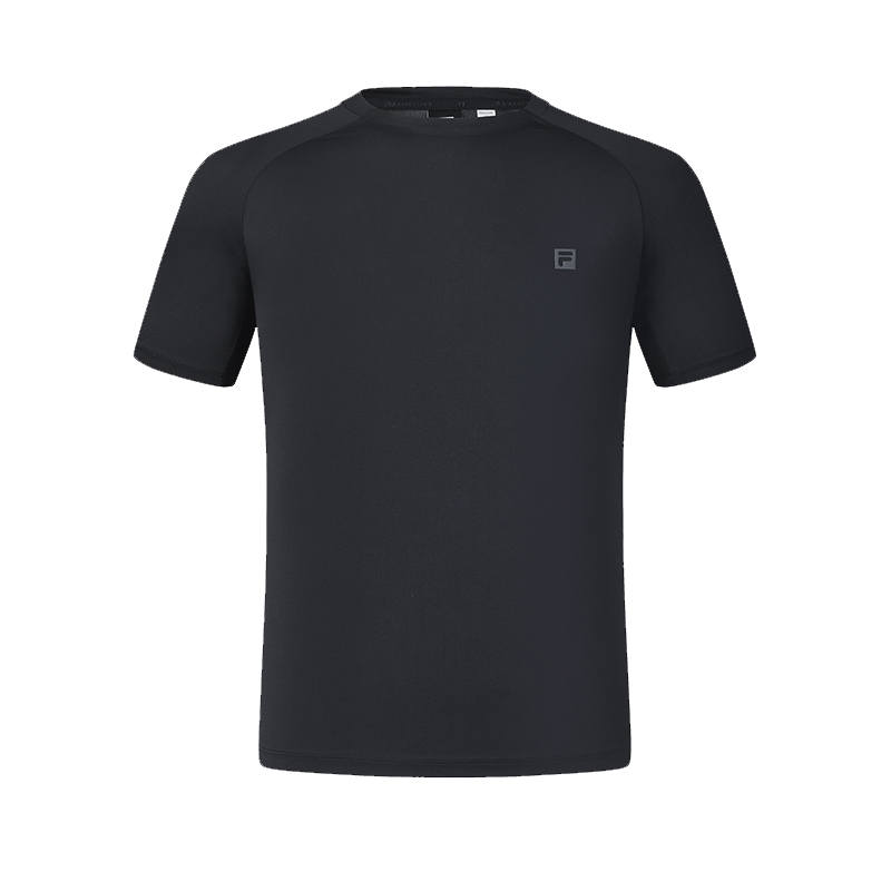 FILA Fitness T Shirts Men's Pitch Black Crew Neck Moderate