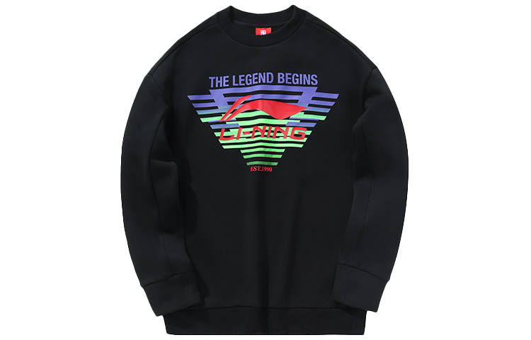Li-Ning Li Ning Sweatshirts Men's Standard Black Crew Neck Moderate Regular