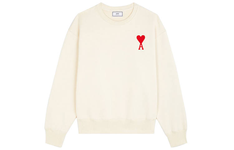 AMIPARIS Sweatshirts Men's Ecru Crew Neck Moderate Heavyweight