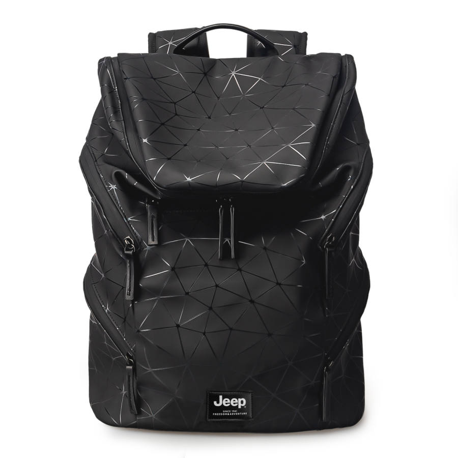 Jeep PU Good Looking High School University Student Backpack Basketball Bag Unisex Diamond Pattern Black