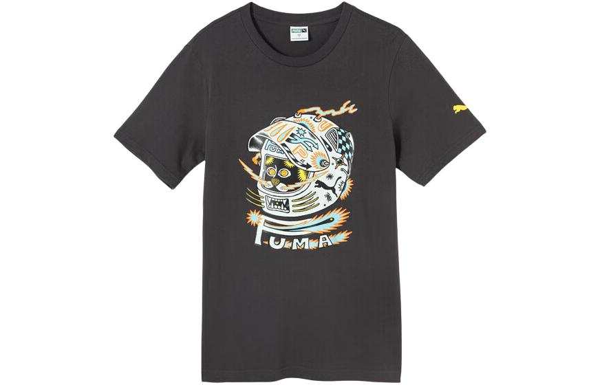 PUMA T Shirts Unisex Grass Gray Crew Neck Moderate