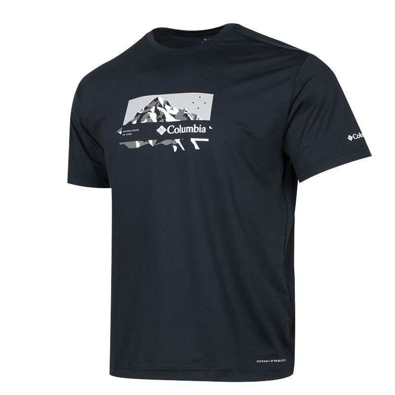Columbia T Shirts Men's Black Crew Neck Moderate