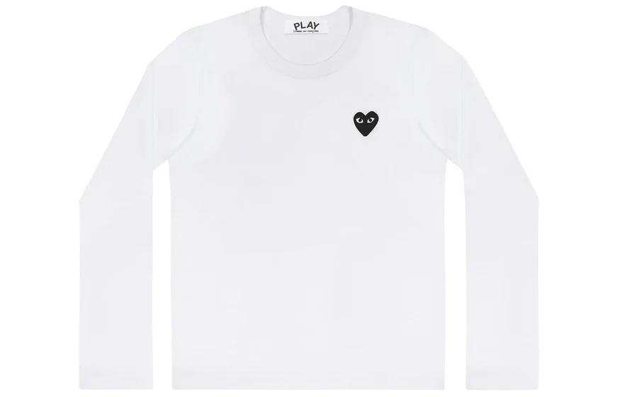 CDG Play Comme Des Garcons Play Embroidered Black Heart Long Sleeve T shirt