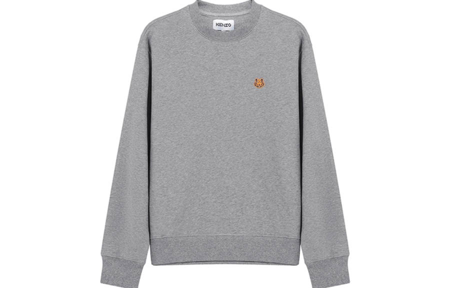 KENZO Sweatshirts Men's Dove Gray Crew Neck Moderate Regular
