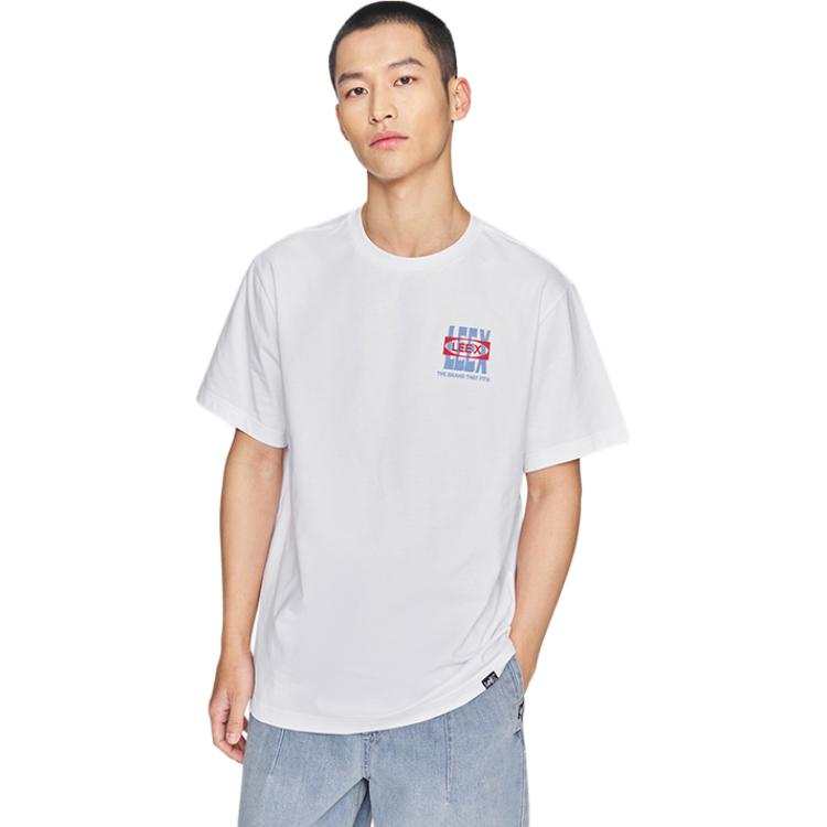 Lee T Shirts Men's White Crew Neck Moderate Straight Fit
