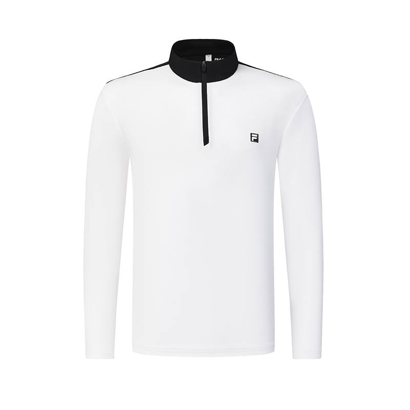 FILA T Shirts Men's Jade White Stand Collar Moderate