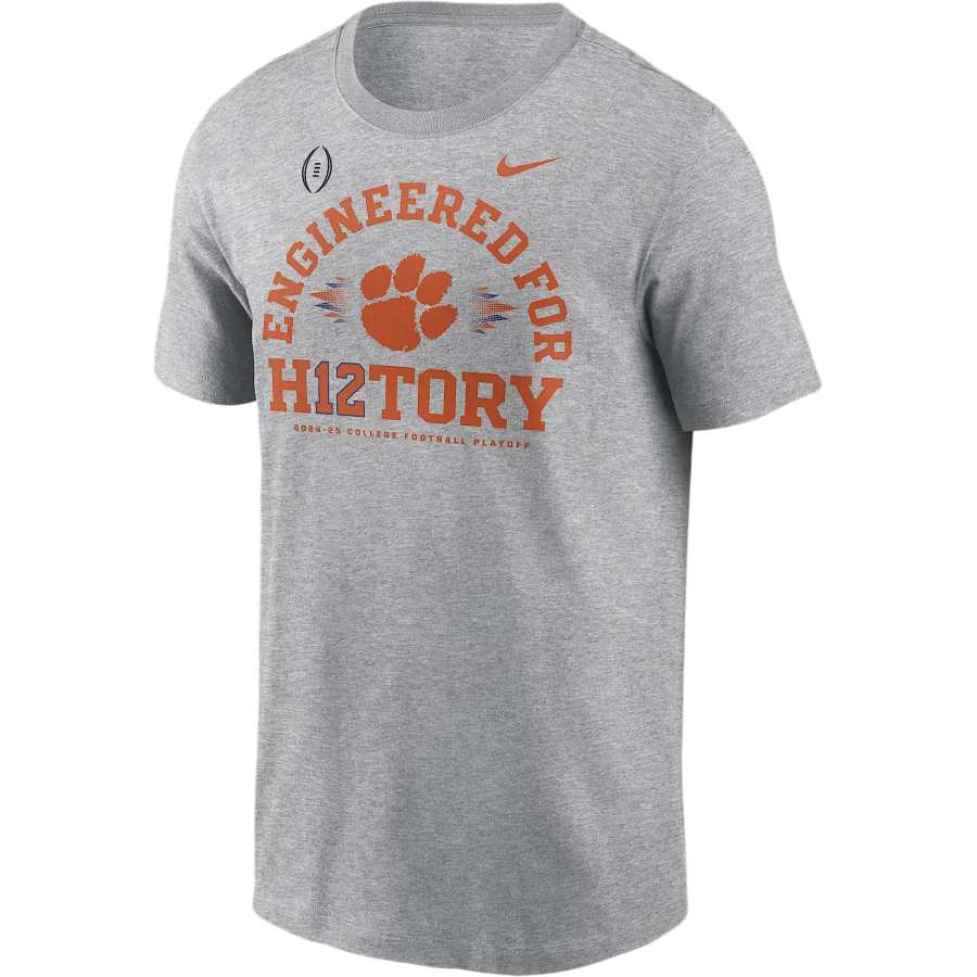 Nike Nike ClemsonCollege FW24 Tigers 2025 Football Playoff Bound Engineered T Shirt Men's Gray Heather